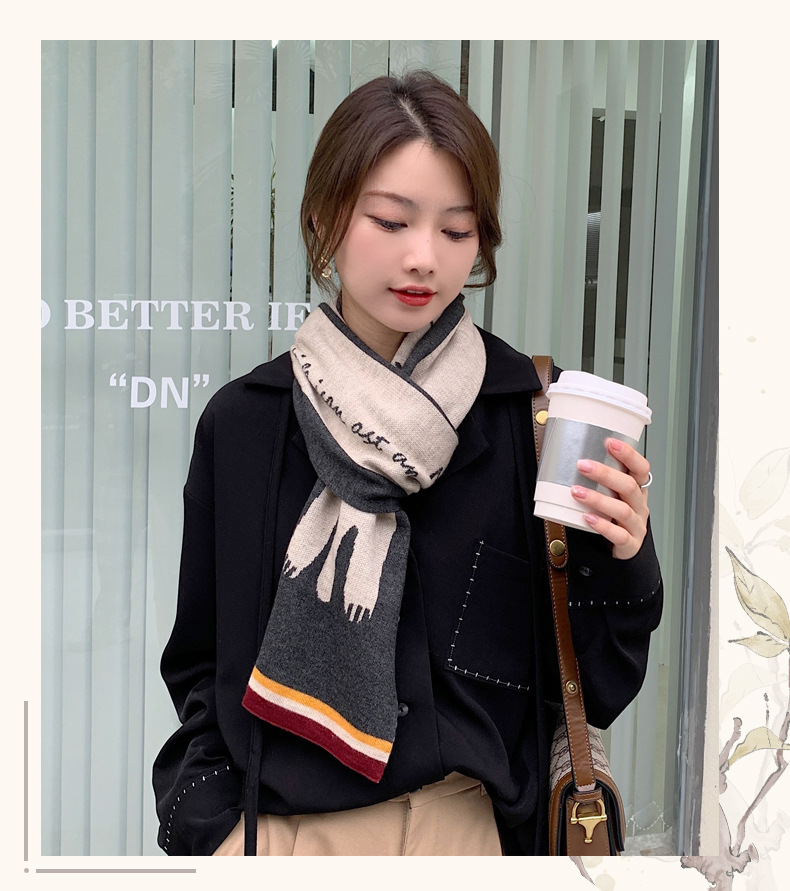 Fashion Cat Bear Double-sided Dual-purpose Thickened Scarf Wholesale Nihaojewelry display picture 11