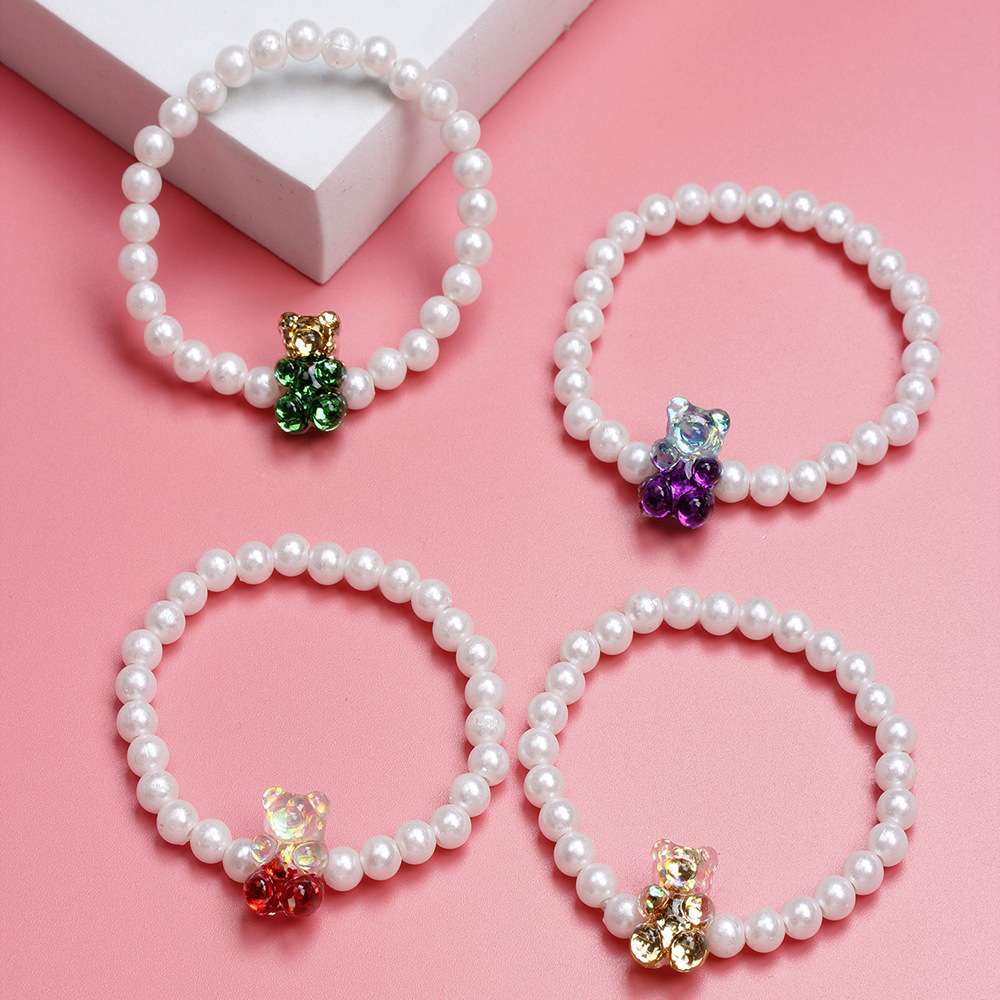 Cute Bear Plastic Handmade Artificial Pearls Bracelets