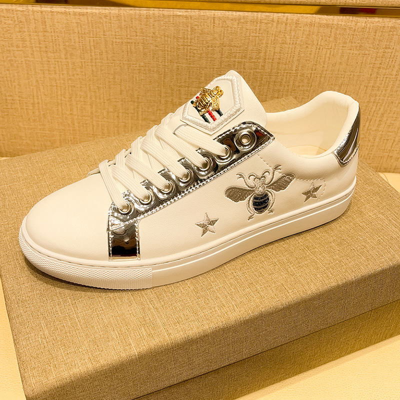 Herren Leder Sneaker Weiß Flach Alltag Freizeitschuhe Herren_voghion.com
