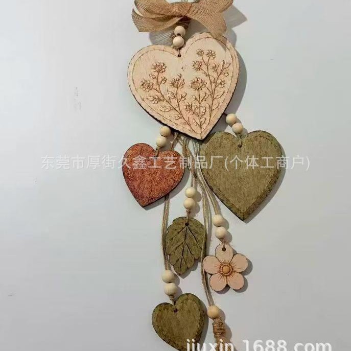 Decoración Colgante de Pared en Forma de Corazón de Madera Impresa para Hogar