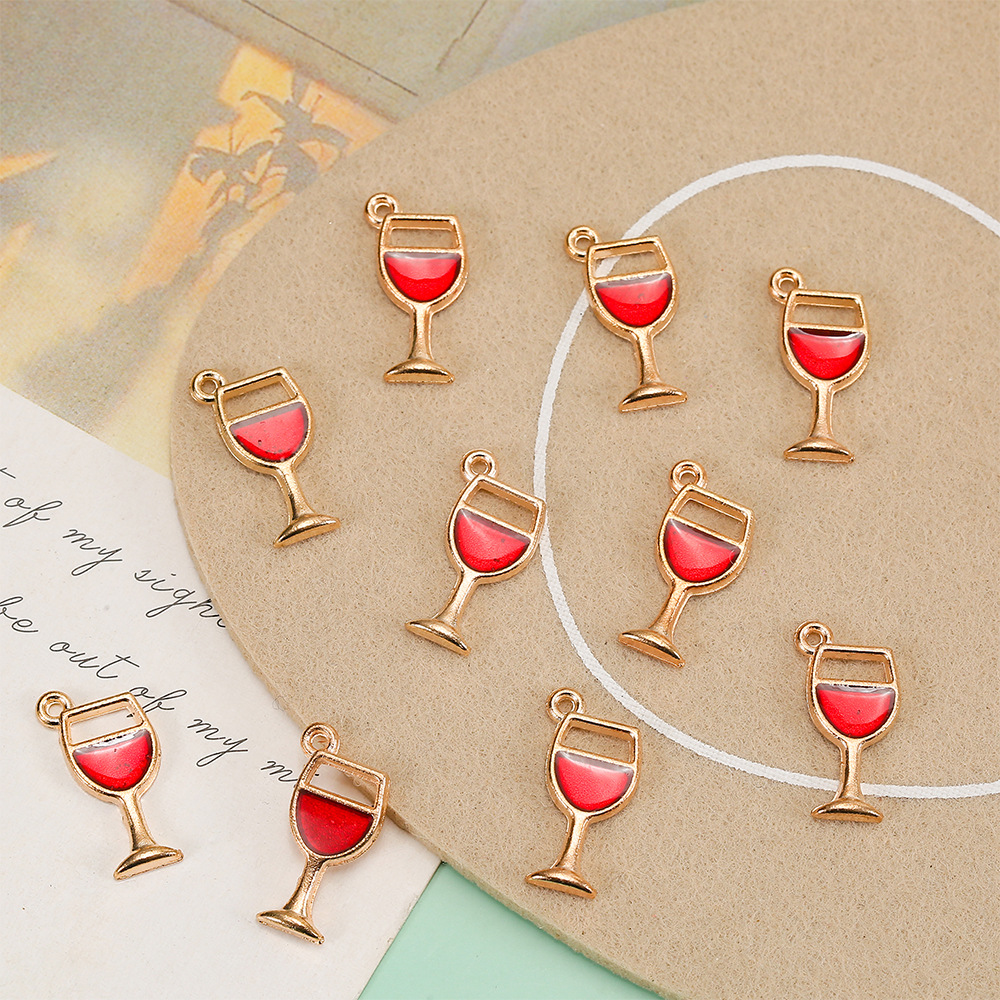 10 Pieces Simple Style Wine Glass Alloy Enamel Pendant Jewelry Accessories display picture 4