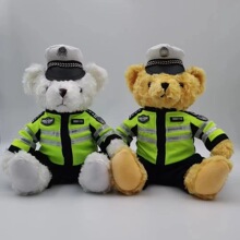 交警小熊公仔铁骑警官制服交通网红警察消防玩偶特警毛绒玩具礼物
