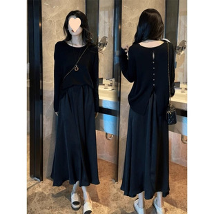 Plus Size Fashion Casual Suit Skirt for Women Spring New Style Back Slit Top Women's Slimming High Waist Skirt