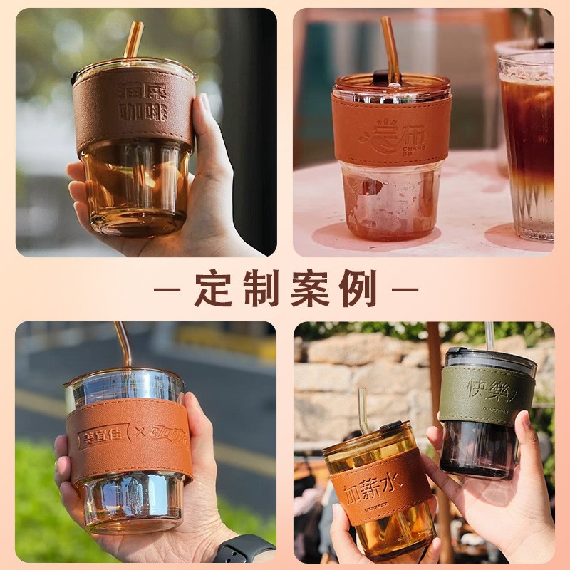 Taza de paja impresa a granel Taza de bambú al por mayor Taza de negocios portátil con logotipo de impresión Regalo promocional Taza de agua Taza de vidrio