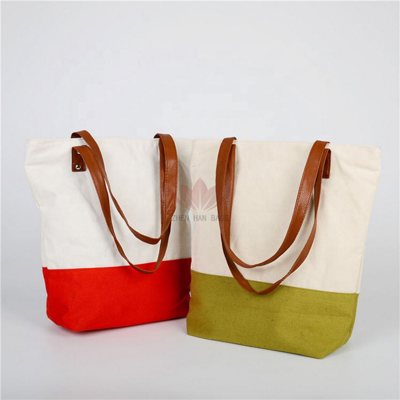 帆布袋定 制手提袋托特包布袋拼色文艺高级感有底无侧广告袋