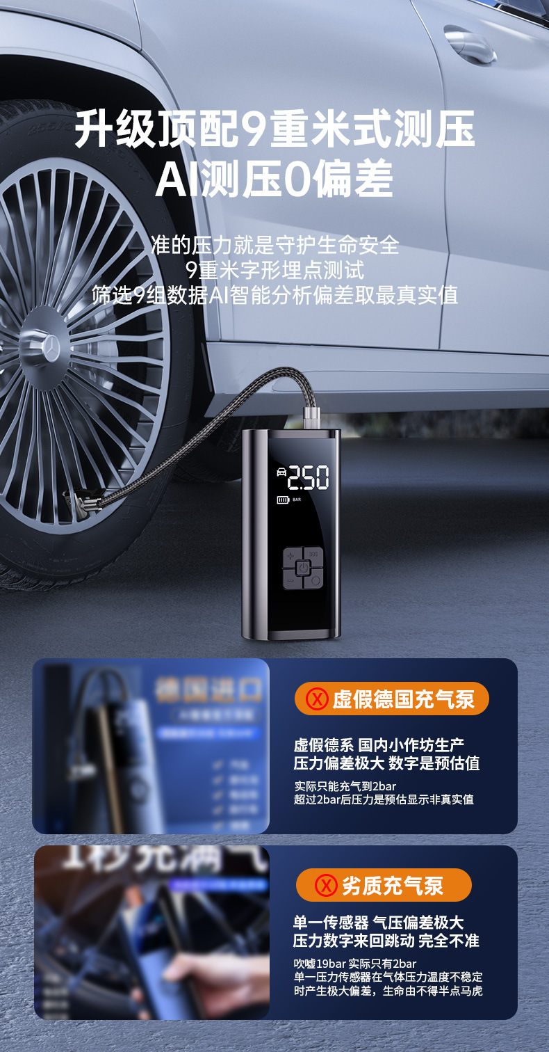 Car inflator car wireless electric inflator car portable tire inflator multifunctional inflator