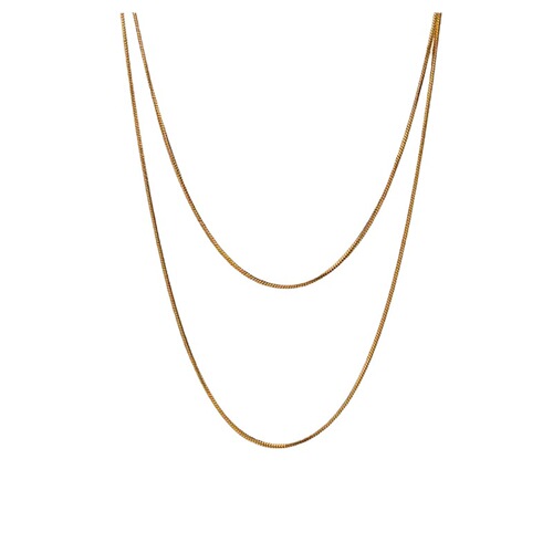 So good to match~ins light luxury plain gold plated 18K gold square snake bone long necklace women's sweater chain that will not fade in summer