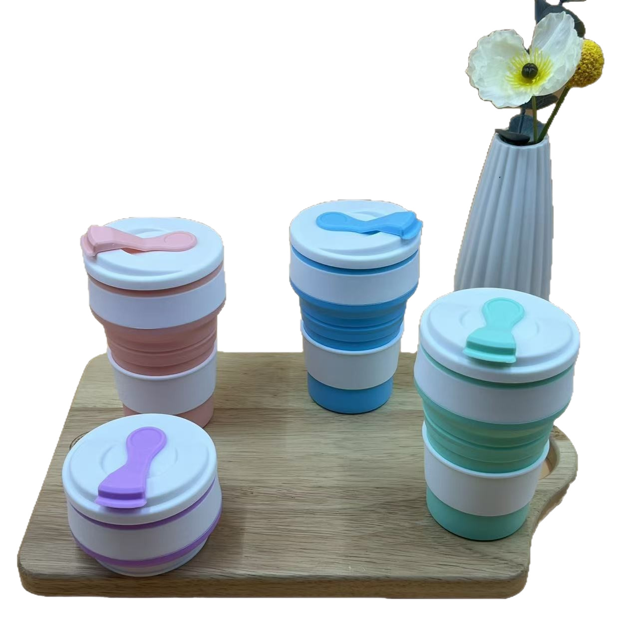 Taza de agua de silicona nórdica, taza plegable portátil al aire libre, taza de oficina, taza de café de alto valor facial