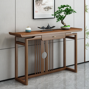 New Chinese-Style Foyer Table, Chinese-Style Solid Wood Simple Sideboard, Light Luxury Entryway Zen Elm Wood Foyer Cabinet Foyer Table