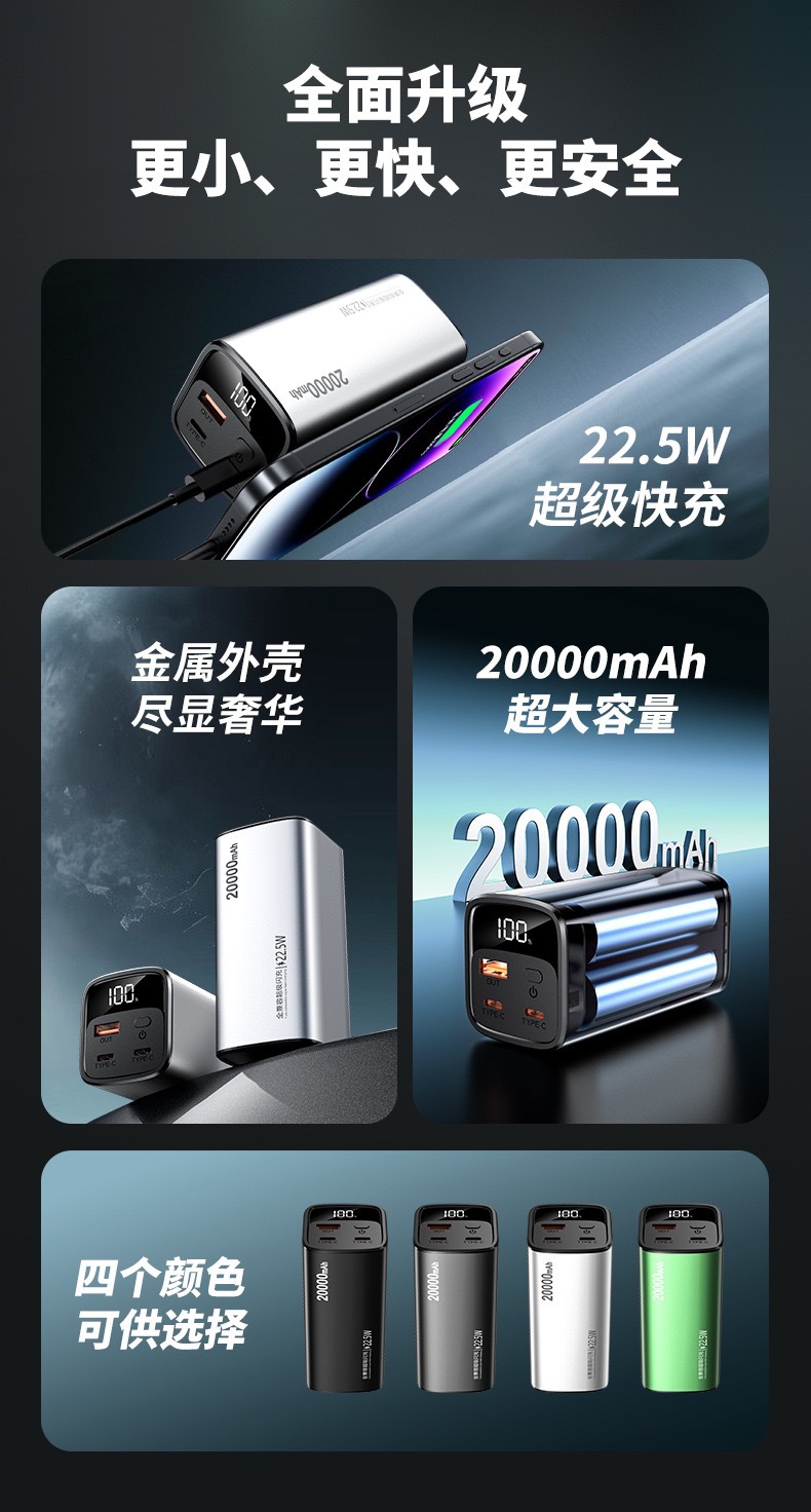 Toptan Çapraz Sınır PD100W Süper Hızlı Şarj Alüminyum 20000mAh Mega Kapasiteli Taşınabilir Şarj Cihazı