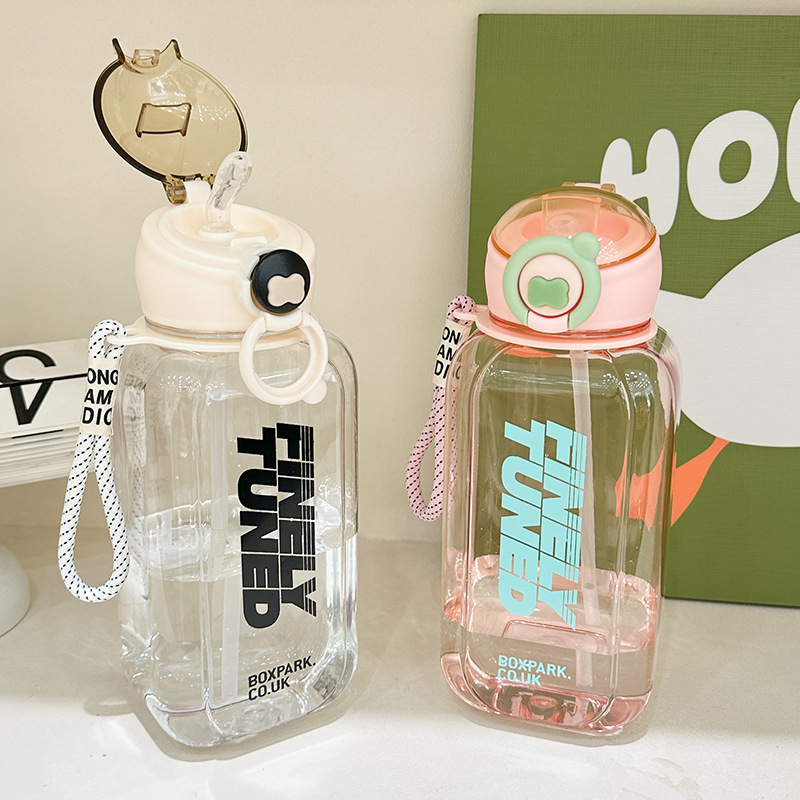 YSM6607-1000ml niños portátil deportes al aire libre taza de agua PC taza de plástico transparente taza de paja fábrica al por mayor