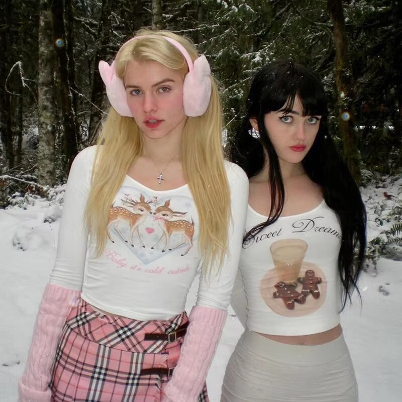 Cross-border fashion sweet retro hot girl slim European and American V-neck long sleeve sweet cool animal print long sleeve top