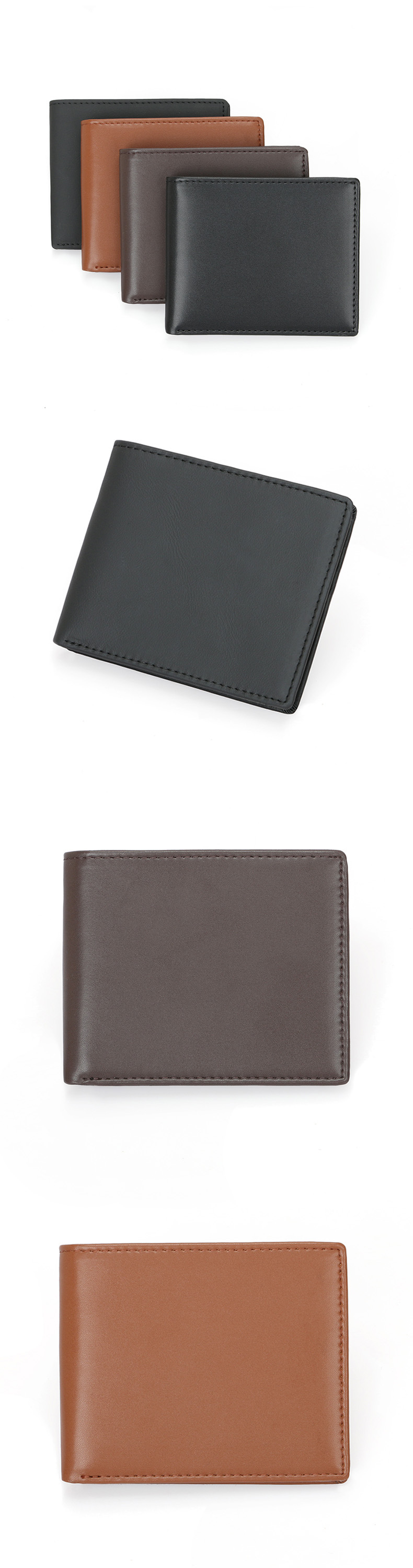 Genuine leather Material Solid Color Pattern All Seasons Season Men's Solid Color Genuine Leather Flip Cover Small Wallets