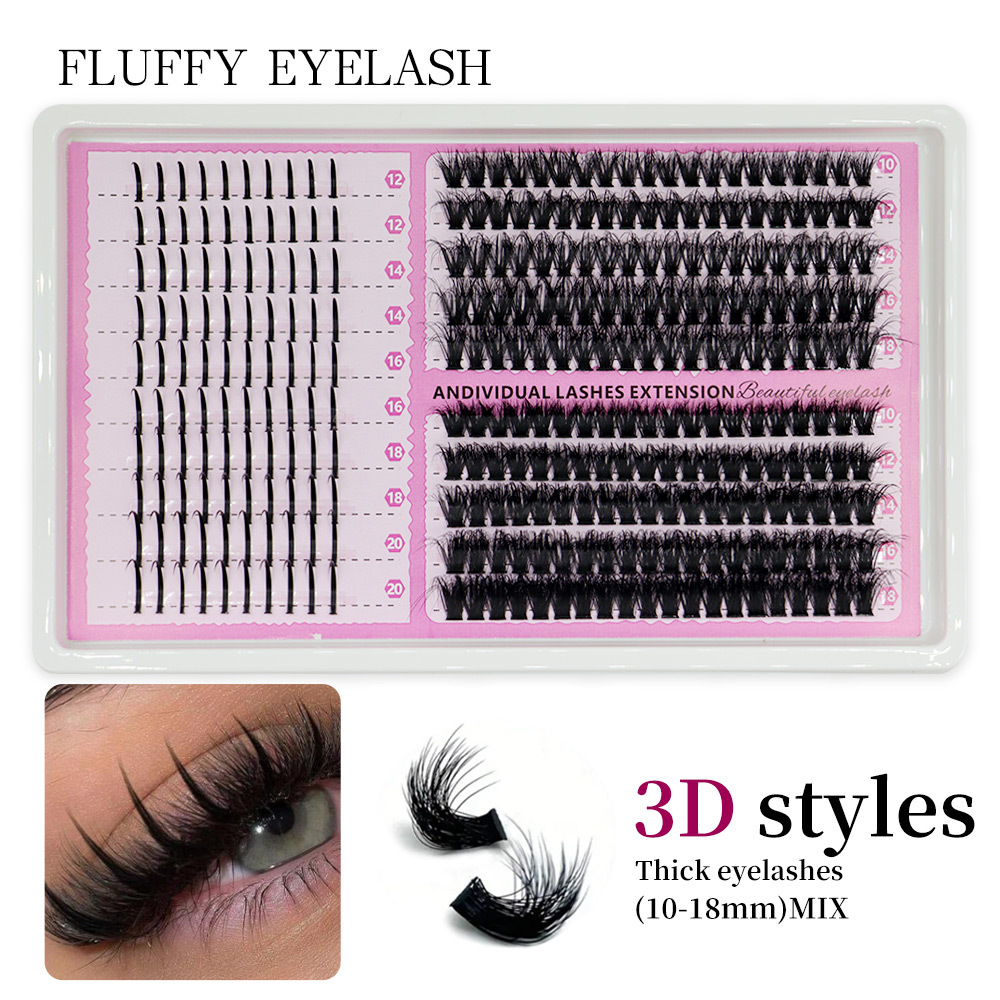 60D 80D 100D Segmented Hair Cluster 10-18mm Black Matte DIY Grafted False Eyelashes