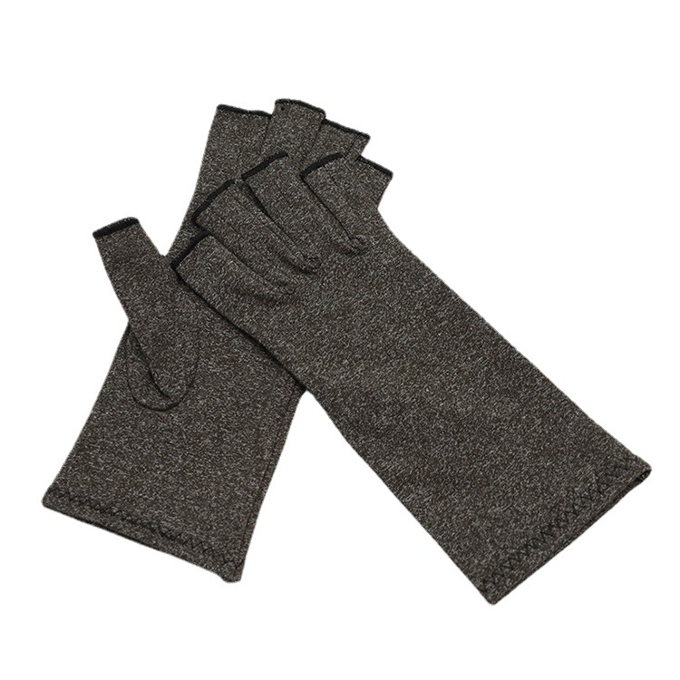 Manufacturers Cross-border Supply Of Hemp Gray Pressure Half Finger Gloves High Elasticity Protection Joint Care Health Care Rehabilitation Gloves
