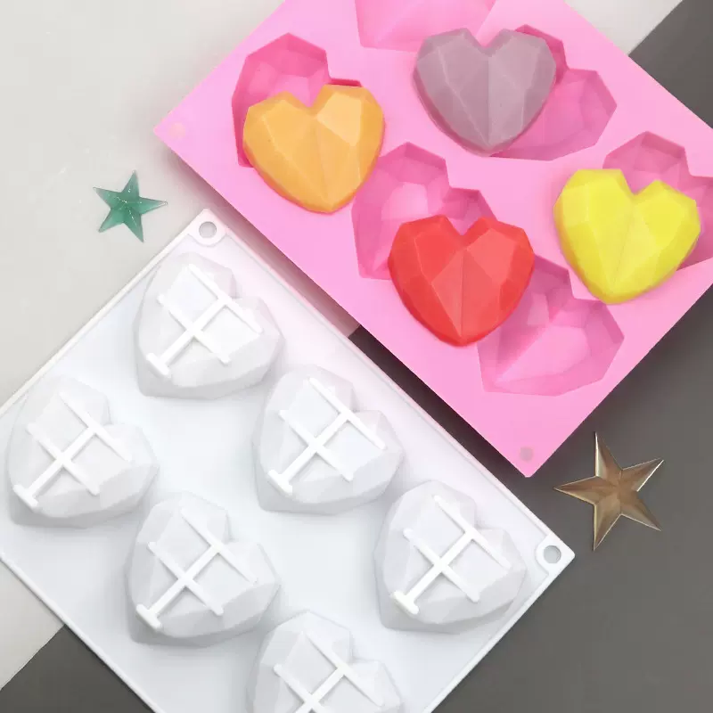 批发硅胶皂模6连熊米奇猫兔子钻石爱心多种图案模具 烘焙模具滴胶