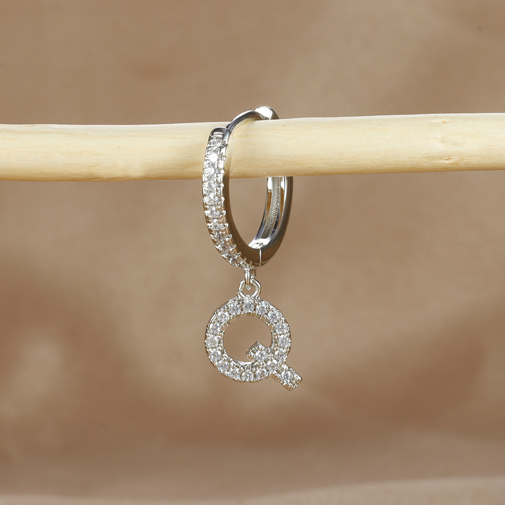 6g Weight Copper Ear Needle Material Zircon Inlay Material Charm Sleeper Hoop Earrings, Drop Earrings Classification 1 Piece Quantity Daily Occasion Copper Material Letter Pattern Unisex Gender Plating Design Casual Style 1 Piece Casual Letter Plating Copper Zircon Drop Earrings 25