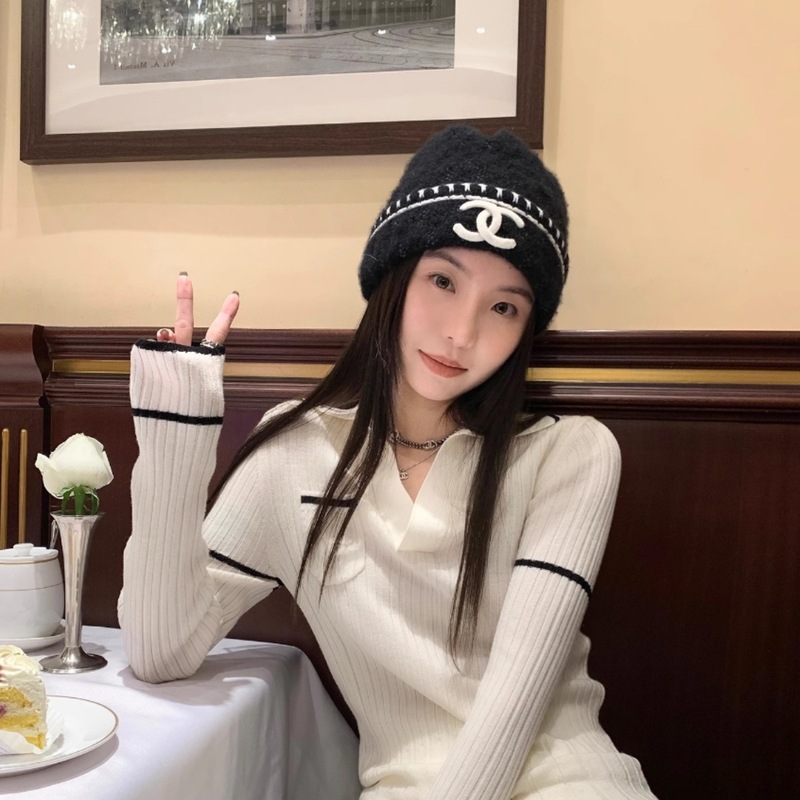 景汐汐polo领针织打底衫女秋长袖上衣复古撞色小香风内搭修身毛衣|undefined