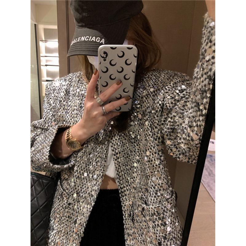 2025 new spring and autumn tweed heavy industry sequins Caixiang style high-end jacket short jacket top