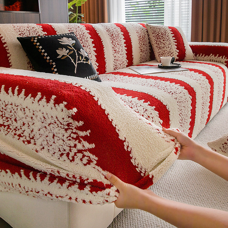 新年喜庆沙发套罩全包万能红色氛围感圣诞沙发套防猫抓弹力保护罩