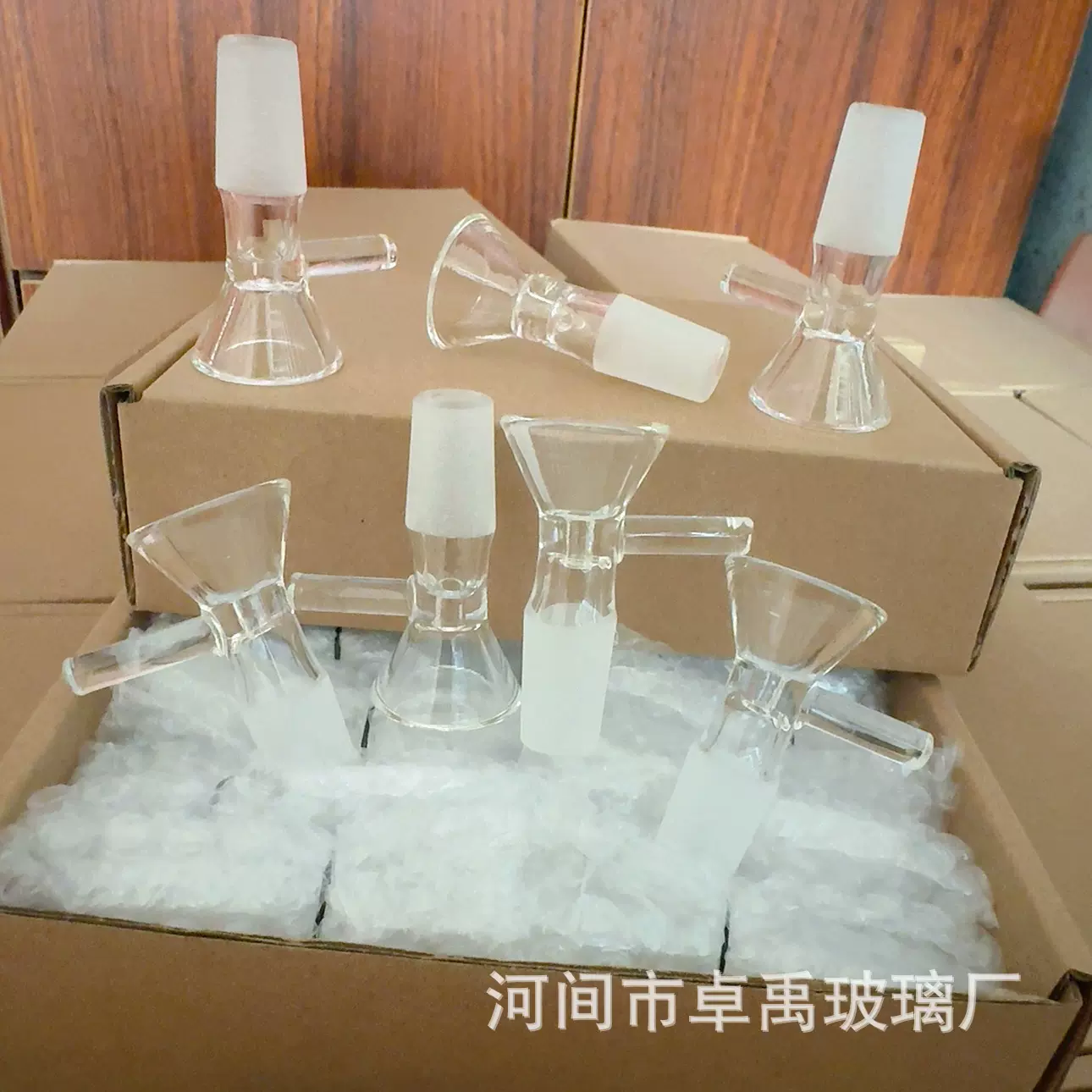 出口型美式玻璃烟斗高硼硅玻璃烟斗透明小斗14mm水烟具配件跨境盒