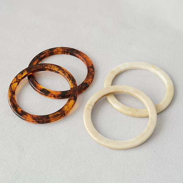 11.8cm vintage contrast color resin handle bracelet amber acrylic round flat ring handle DIY material