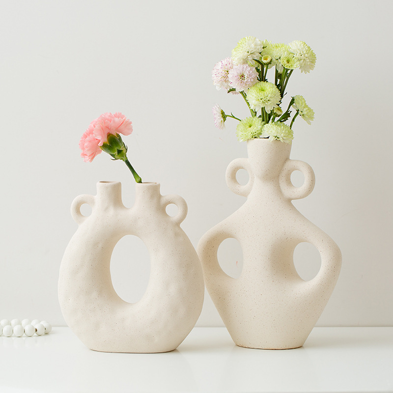 北欧シンプルins風陶磁器花瓶置物創意装飾白乾花水養クロスボーダー家庭装飾置物|undefined