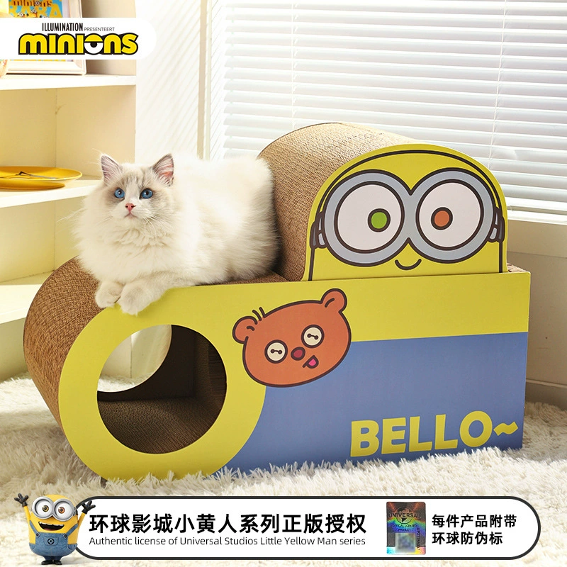 Когтеточка-гнездо для кошек (Minions) дизайн «Боб и Тим спящие», 70×30×48 см, картонная