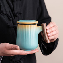 陶瓷杯子带盖过滤马克杯大容量办公室茶水分离泡茶杯创意个人礼品