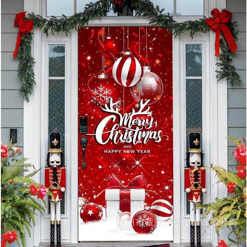 Amazonクロスボーダー新しいクリスマスドアカバーサンタクロースドアカバーホリデーパーティー雰囲気背景布卸売|undefined