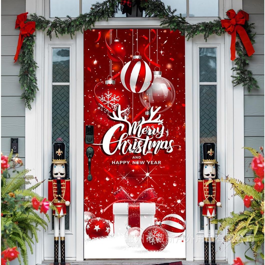 Amazon crossover nueva cubierta de puerta de Navidad cubierta de puerta de Santa Claus fiesta festiva ambiente tela de fondo al por mayor