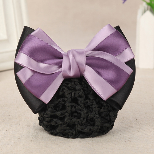 Professional hair accessories Korean style hair net polyester with bow bank hair accessories nurse telecom stewardess hairpin