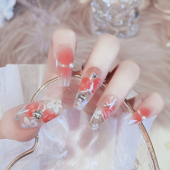 New style flower rendering long nail art finished wearable artificial nails detachable nail plate wear-on nails X76