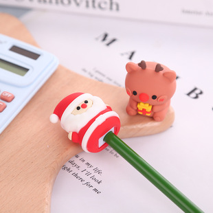 Christmas Pencil Sharpener Cute Mini Manual Soft Rubber Pencil Sharpener Christmas Tree Creative Student Pencil Sharpener