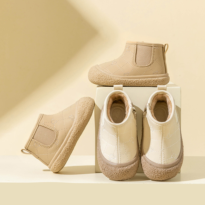Autumn and winter new high-top plus velvet cotton shoes for girls