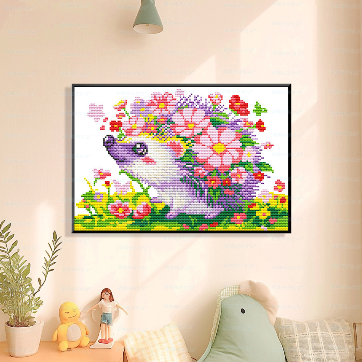 Mona Lisa real bordado cruzado flores erizo nuevo estilo minimalista piezas frescas lindas sala de estar bordado cruzado a mano image 4