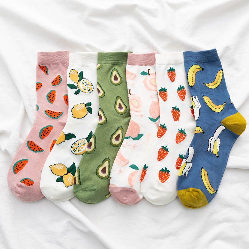 Women's socks women's fashion socks Japanese fruit long tube women's socks Strawberry Cotton socks avocado cross-border socks wholesale Women's socks women's fashion socks Japanese fruit long tube women's socks Strawberry Cotton socks avocado cross-border socks wholesale