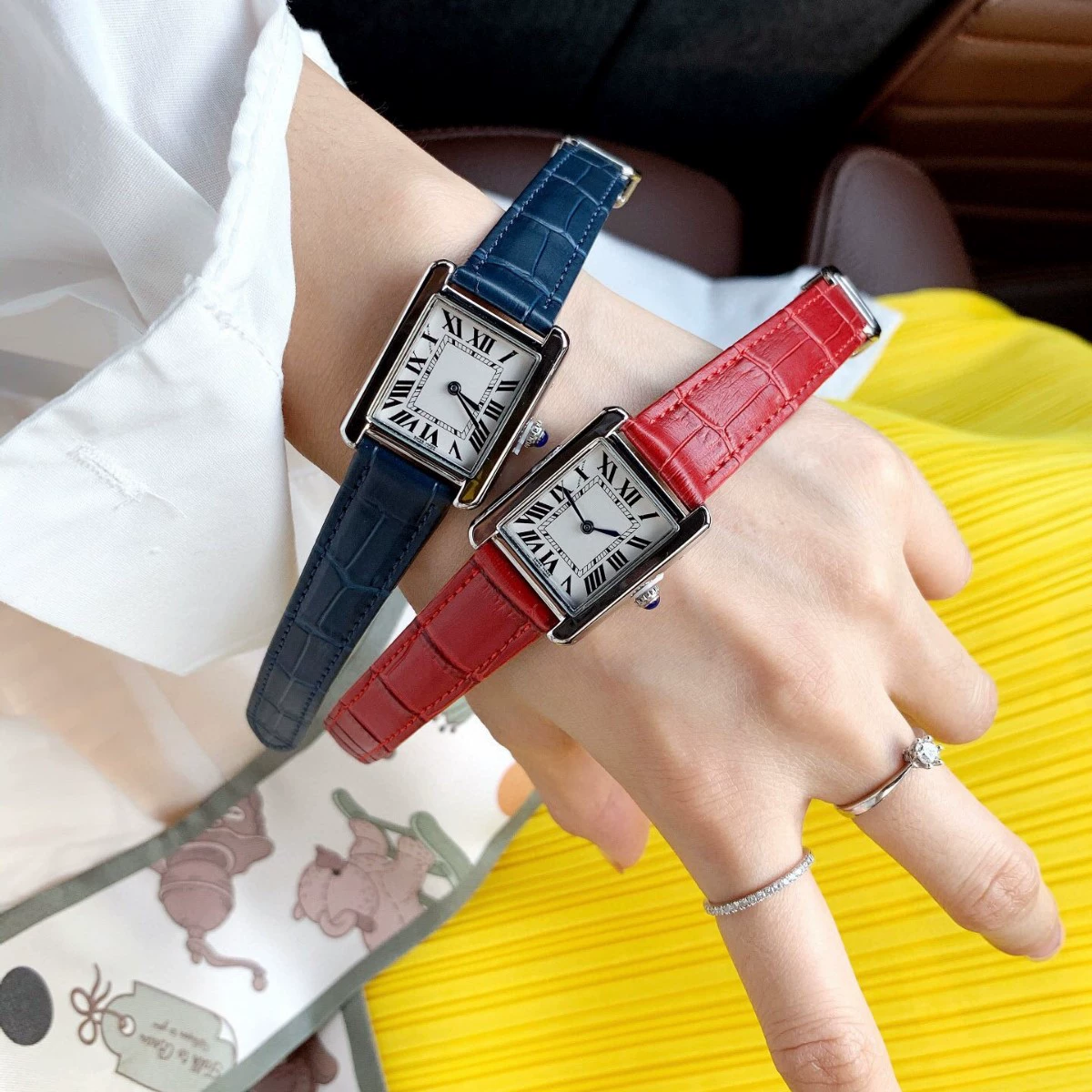 Модные популярные женские часы Dumon серии Swiss Quartz с римскими цифрами, маленькие квадратные модные женские часы