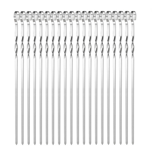 Zibo's same style BBQ stainless steel twist skewers square skewers household outdoor flat skewers barbecue needle mutton skewers kebabs