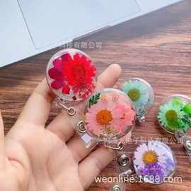 滴胶真花伸缩扣鳄鱼夹易拉扣拉线器卡套医护胸牌新款易拉得跨境