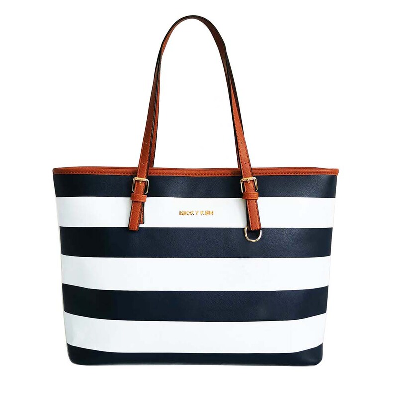 New Women's Bag Navy Style Thick Striped Handbag Saffiano PU Leather Shoulder Bag Large Capacity Bag Women's Trendy Bag New Women's Bag Navy Style Thick Striped Handbag Saffiano PU Leather Shoulder Bag Large Capacity Bag Women's Trendy Bag