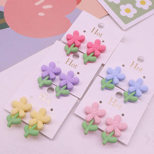 Cartoon Ear Holes Fake Earrings Girl Flower Anti-Pain Ear Clip Jewelry Earrings Jewelry Earrings