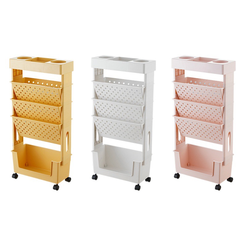 Simple mesa lateral piso móvil estantería estudiante libro Oficina de almacenamiento artefacto multifuncional estante de almacenamiento con rodillo