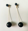 Black demi-season earrings, long pendant, Korean style, simple and elegant design