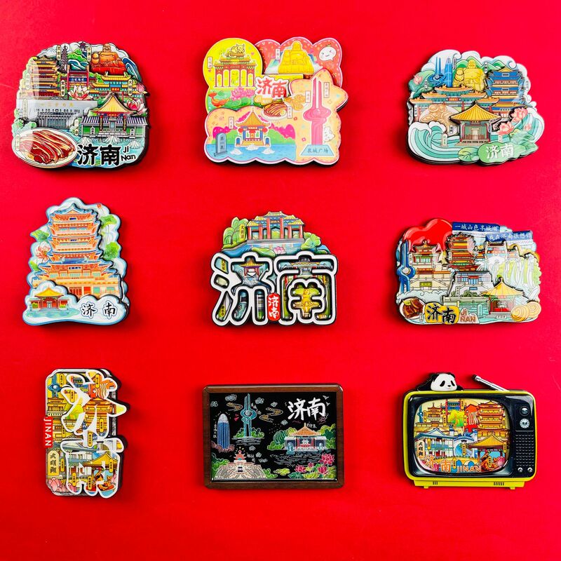 [Jinan Series] Stereo Glue Dropping Magnetic Wooden Refrigerator Stickers City Popular Tourist Attractions Cultural and Creative Souvenirs