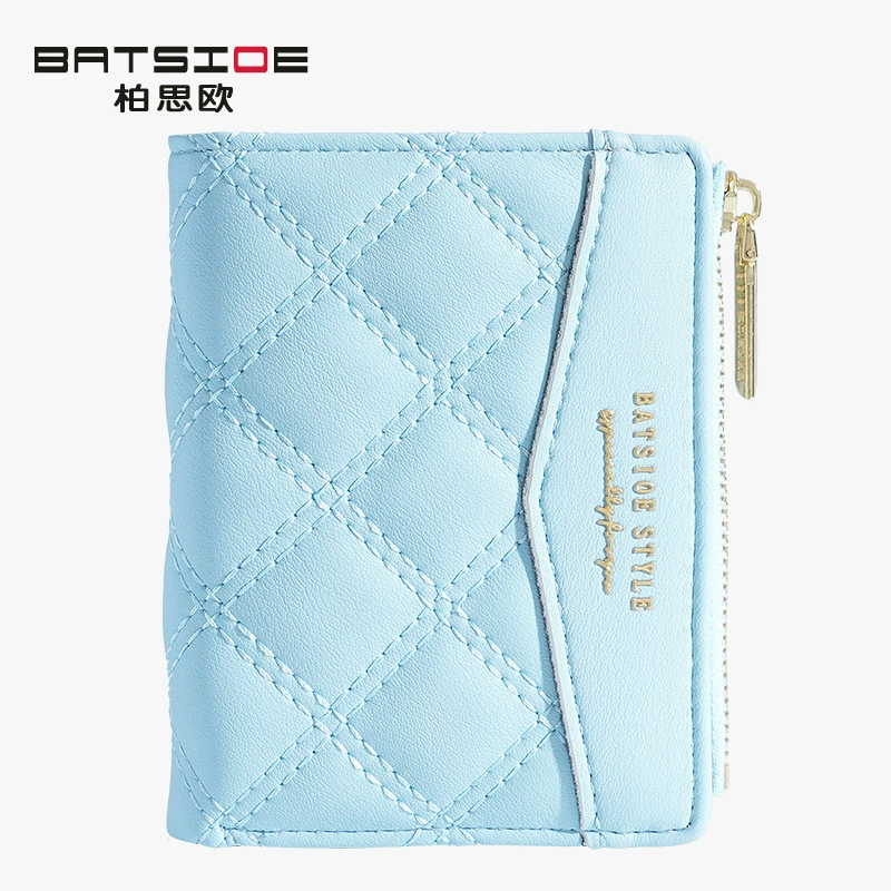 Кошелек женский короткий (BATSIOE) стеганый TPU для карт и монет — 11.5×9×2 см, стиль студента