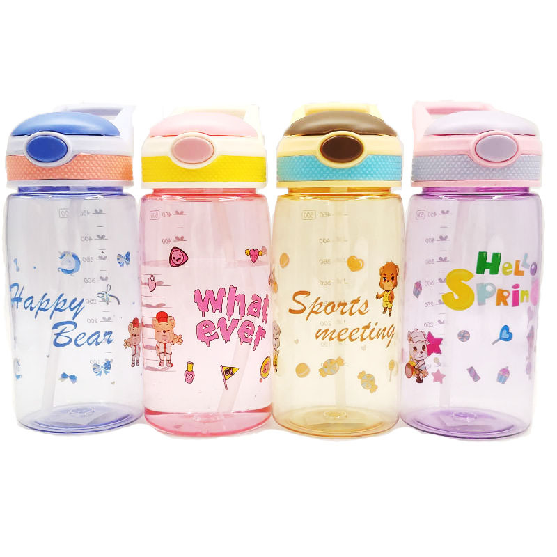 Taza de agua de paja de rebote para niños portátiles de estilo chino Taza de agua de mango de paja de dibujos animados Hervidor portátil de paja deportiva