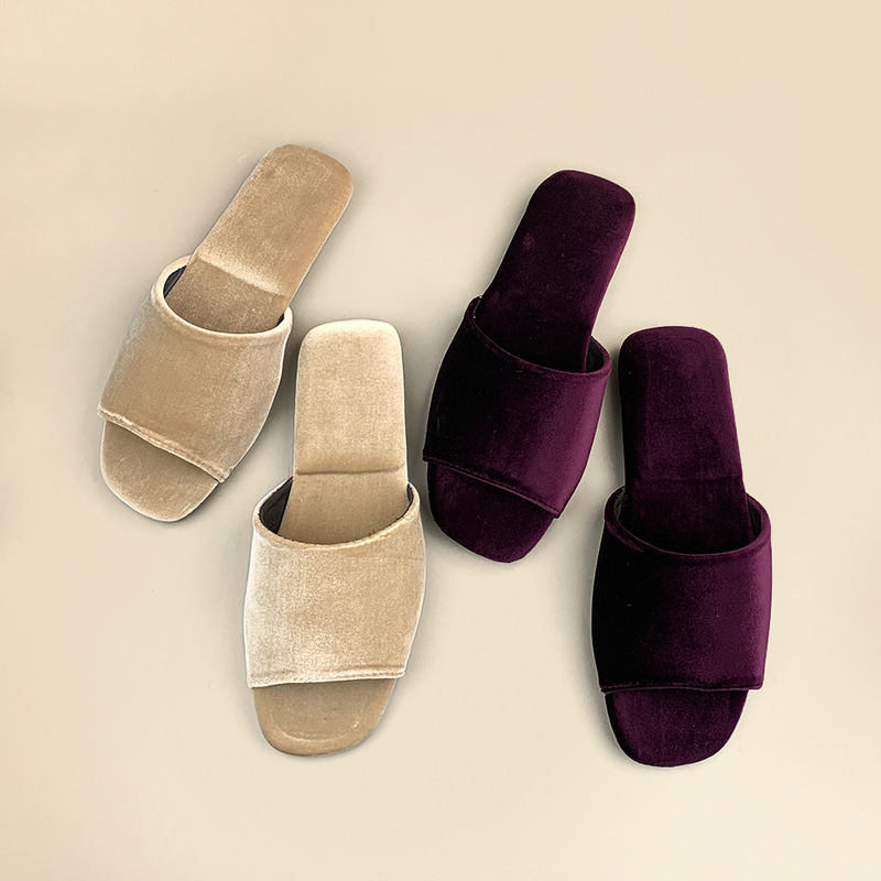 Original Korean Velvet Indoor Light Luxury Retro Couple Home Non-Slip Four-Season Men's Home Manufacturer Direct Sales Dropshipping