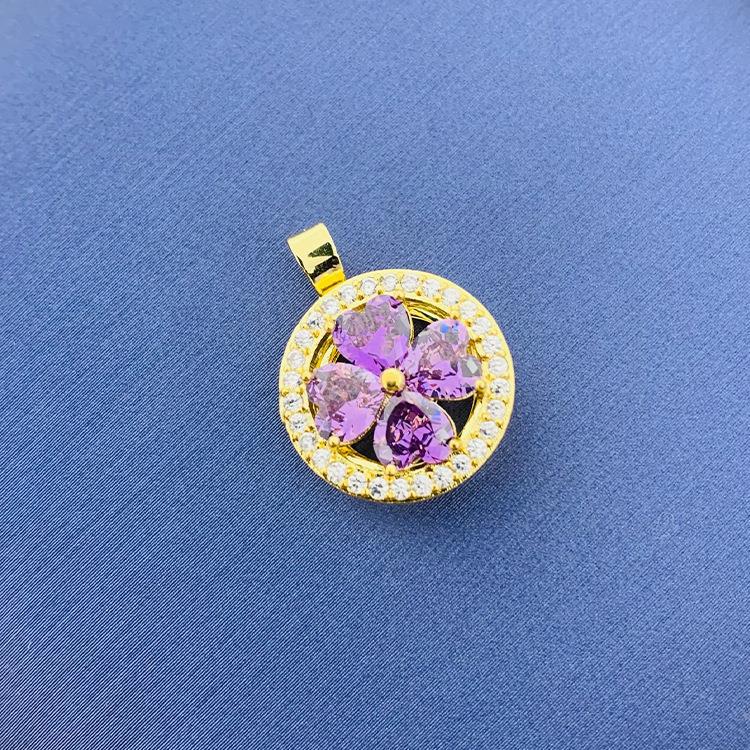 2022 nuevo trébol giratorio simple cien colgante fuente joyería fábrica al por mayor directa sin cadena