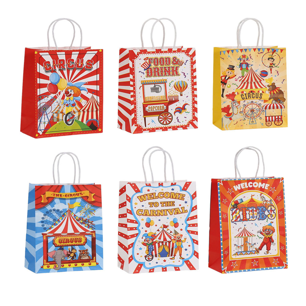 K卡通马戏团主题手提袋生日派对牛皮纸礼品袋购物儿童派对礼品包